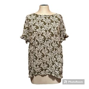 ChicSoul womens 3x Daisy Love green white 100% rayon babydoll top